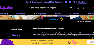 Walmart -Rakuten Cashback offer screenshot Text reads: Rakuten - Walmart 1% Cashback-Walmart Rollbacks, Offers and Cash Back Read More + Is there a store that has just about everything, for just about anything and anyone?! Walmart is the answer. The largest retailer in the world offers quality goods at lower prices. No matter what you are looking for, Walmart’s huge selection and competitive pricing will not disappoint. Their goal is to help you live better and save money, and this can be done at one of their 400 stores in Canada, or by shopping online at your convenience.