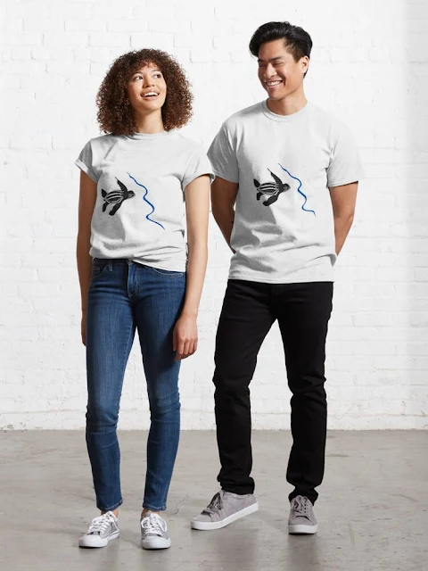 classic t-shirts with drawing of sea turtle printed on them