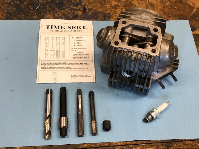 Repair CT90 stripped spark plug hole using Time-Sert threaded inserts