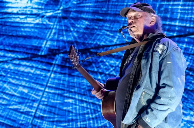 Neil Young in the studio working on new music