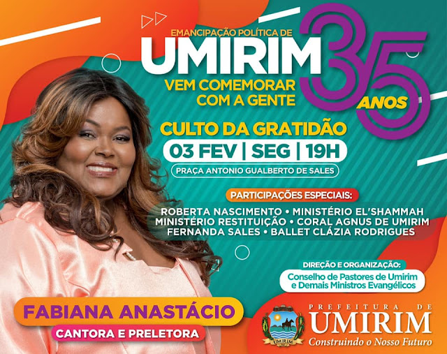 Cantora evangélica Fabiana Anastácio se apresenta hoje (03), no aniversário de 35 anos de Umirim  