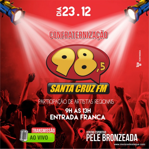 Rádio Santa Cruz FM realizará festa de confraternização