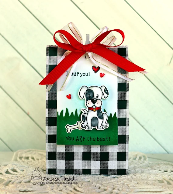 I WUF You, You ARF the Best with Newton's Nook Designs by Larissa Heskett using Puppy Playtime, Fancy Edges Tag, Land Borders Die #newtonsnook #newtonsnookdesigns #puppyplaytime #valentines