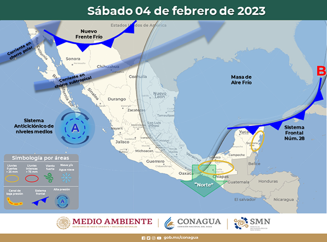 Bajará el termómetro el fin de semana por frente frío 28, estacionario en la Península