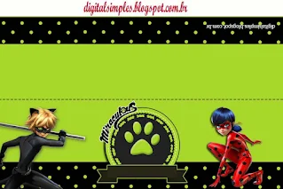 Cat Noir: Invitaciones y Etiquetas para Candy Bar para Imprimir Gratis.