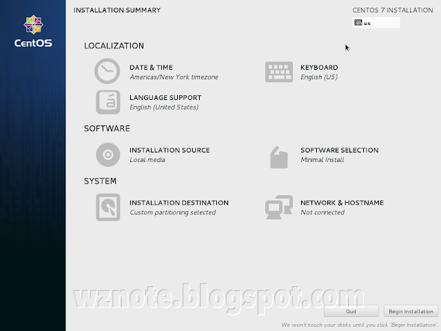 CentOS Installation Summary