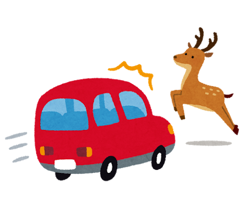 鹿の飛び出し事故のイラスト