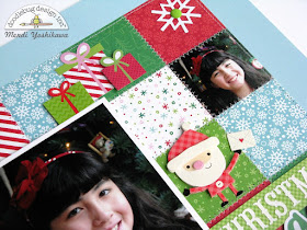 Doodlebug Design: Here Comes Santa Claus Christmas Eve Grid Style Scrapbook Layout by Mendi Yoshikawa