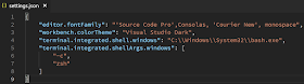 VS Code Setting Shell Windows - settings.json