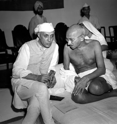 Pandit Jawaharlal Nehru with Mahatma Gandhi