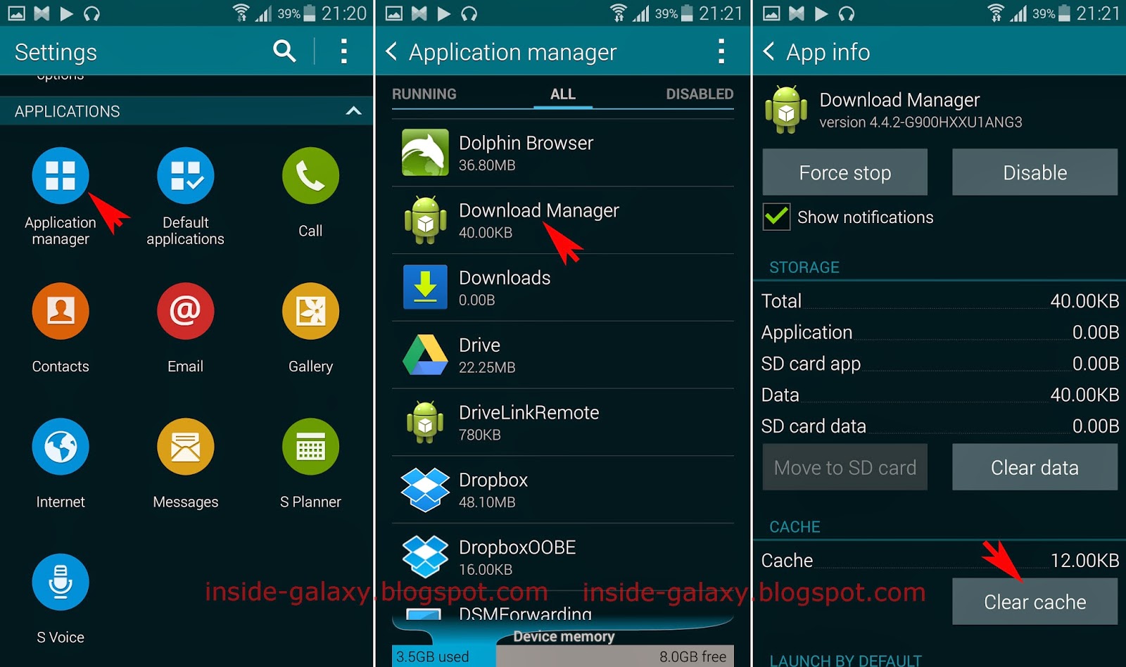 how to clear download manager cache on android