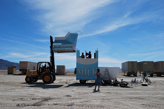 Milktropolis Mutant Vehicle under Construction at Burning Man