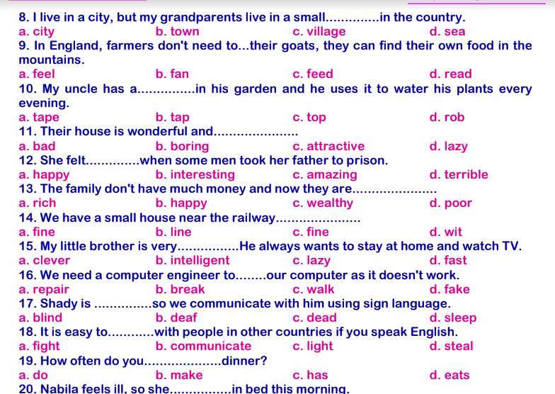 مراجعة ليلة الامتحان فى اللغة الانجليزية للصف الثانى الاعدادى الفصل الدراسى الاول