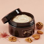 Saffron, walnut and almond scrub