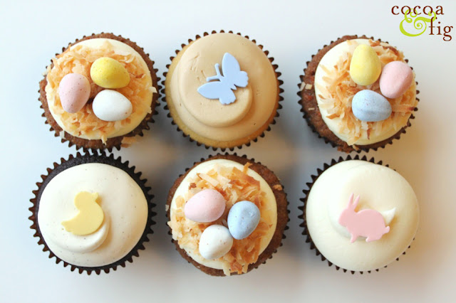 Easter Themed Cupcakes with Eggs and Fondant Toppers