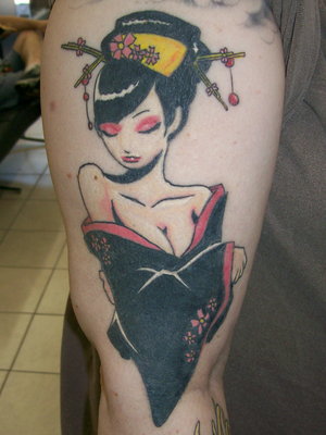 Thigh Japanese Geisha Tattoos Picture 3