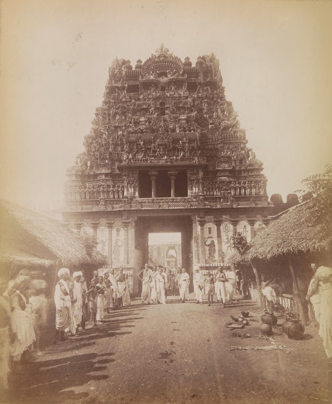 Sri Ranganathaswamy Hindu Temple (Lord Vishnu as Ranganatha), Srirangam, Tiruchirapalli (Trichy or Tiruchi), Tamil Nadu, India | Rare & Old Vintage Photos (1870)
