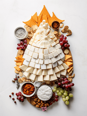 Chrismas tree shape theme grazing crackers cheese platter charcuterie board ideas in 2023 holiday festive season