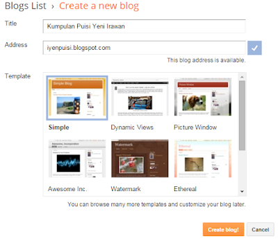 cara membuat blog gratis di blogspot