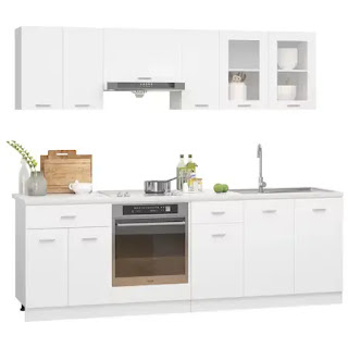 Съвременен Комплект Кухненски Шкафове vidaXL, изработени от ПДЧ в бял цвят