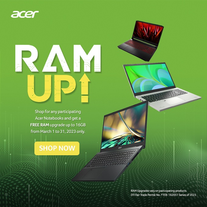 Acer offers FREE 8GB or 16GB memory upgrade on select notebook models