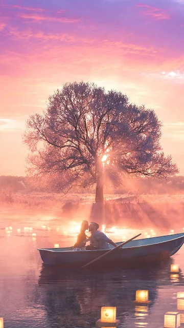 Casal Apaixonado no Lago