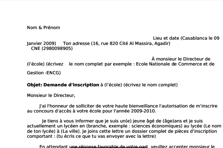 demande demploi maroc exemple exemple de lettre de demande de stage