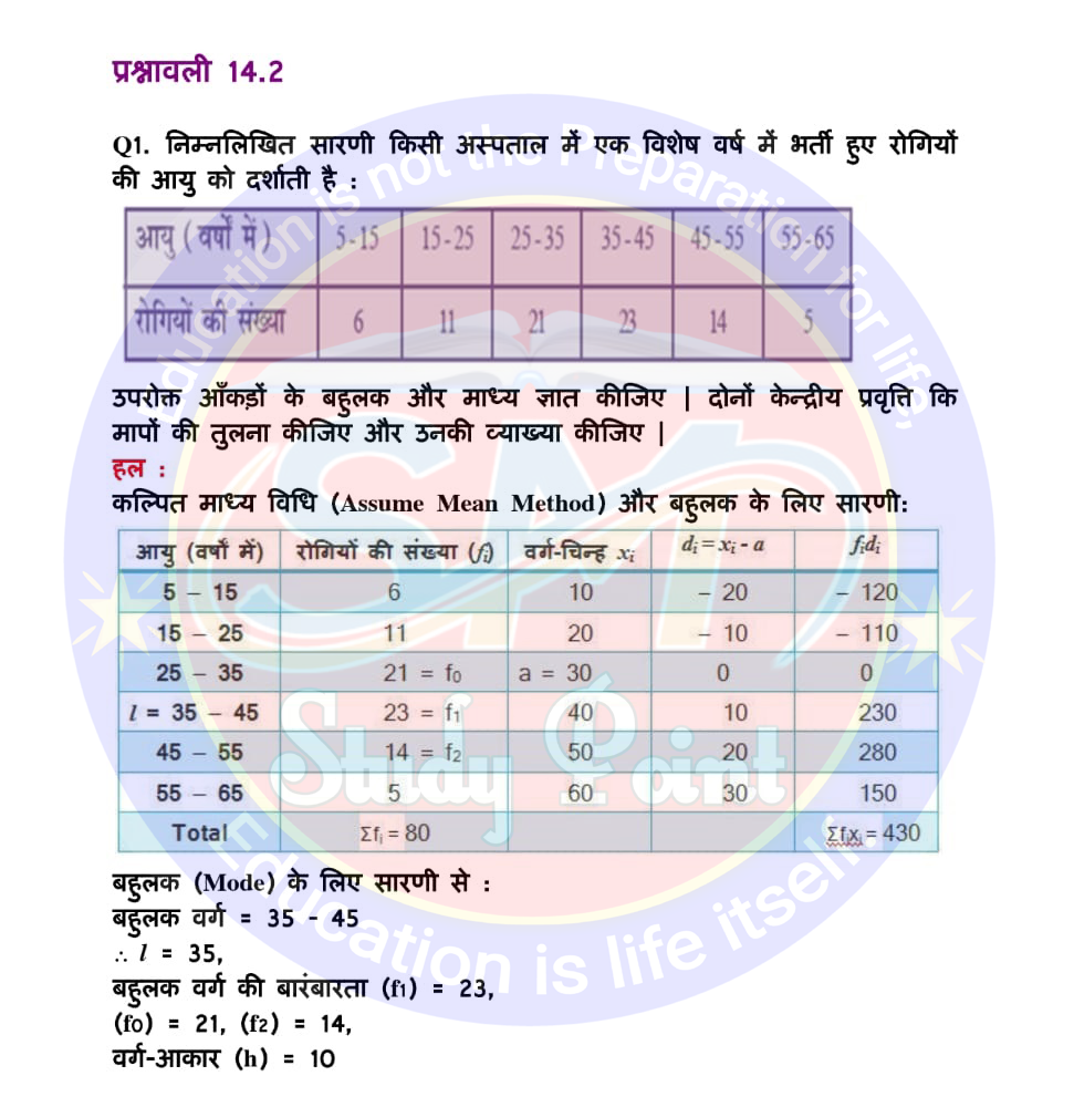 Bihar Board NCERT Math Solutio'n of Statistics | Class 10th Math Exercise 14.2 | सांख्यिकी सभी प्रश्नों के उत्तर | प्रश्नावली 14.2 | SM Study Point