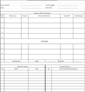 Format Agenda Harian Kelas Excel  