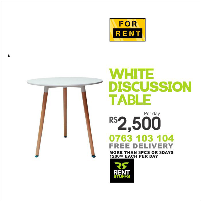 White Discussion Table for Rent by Rentstuffs Colombo, Sri Lanka