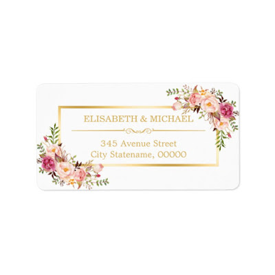  Elegant Chic Gold and White Beautiful Floral Decor Label