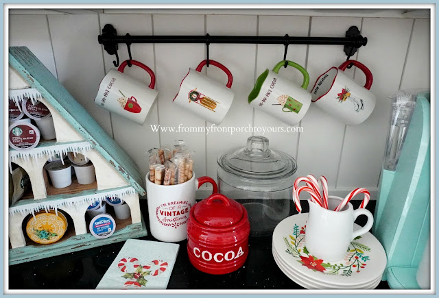 Cottage- Farmhouse- Christmas -Kitchen -Tour-Hot-Cocoa-Mugs-From My Front Porch To Yours
