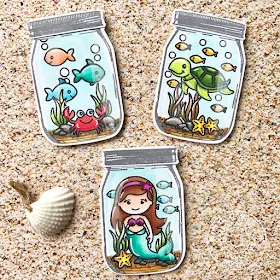 Sunny Studio Stamps: Oceans Of Joy & Magical Mermaids Underwater Scenes Card Trio by Amy Yang