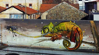 Chameleon Character Graffiti Street Art by Bordalo II