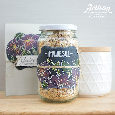 Blended Seasons / Color Your Season by Stampin' Up! - Chalkboard card + gift jar by Susan Wong