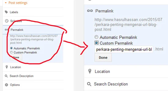 Cara Ubah URL dalam blogspot