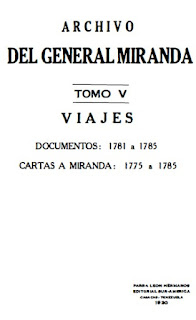 Francisco de Miranda - Tomo     V  -  Viajes - Documentos 1781 a 1785, Cartas a Miranda 1775 a 1785