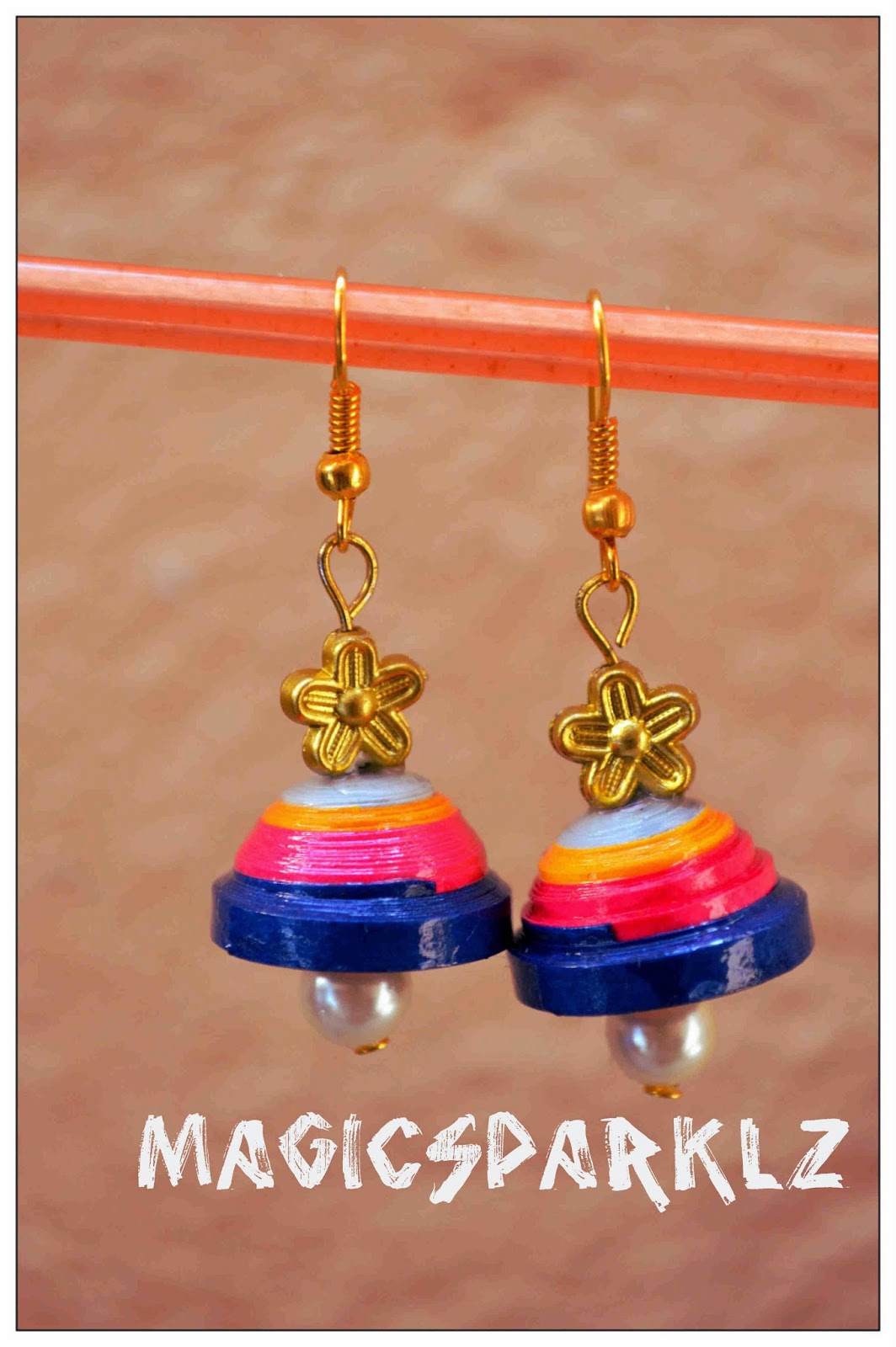 Multicolour quilled jhumka