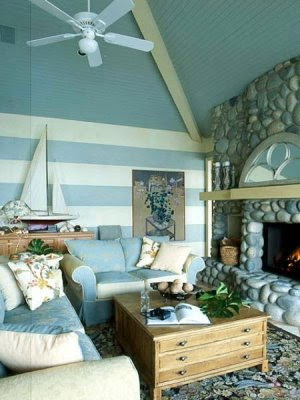 Blue Decorating with Painted Stripes