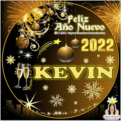 Nombre KEVIN por Año Nuevo 2022 - Cartelito hombre