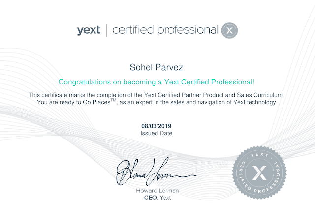 Sohel Parvez Yext Certified Professional