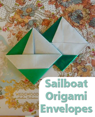 Sailboat Square Origami Envelope decorative pocket design papercrafting paper folding