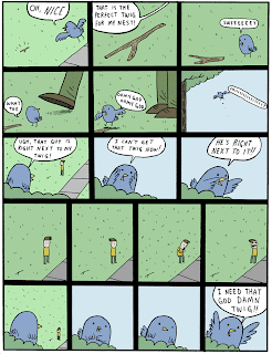 cute bird with twig comic