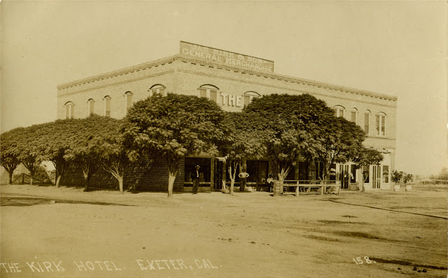 Exeter, CA.  Circa 1910.  Kirk Hotel building