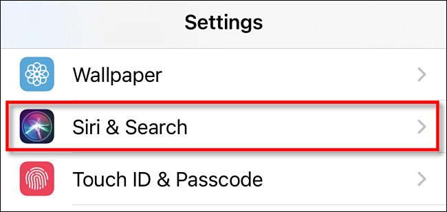 في الإعدادات ، انقر على "Siri & Search".