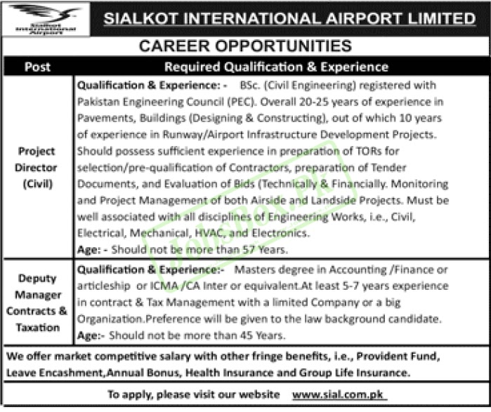 Sialkot International Airport Limited SIAL Jobs 2023 - Latest Advertisement