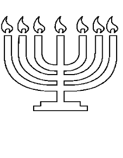 Six candle menorah Image line drawing