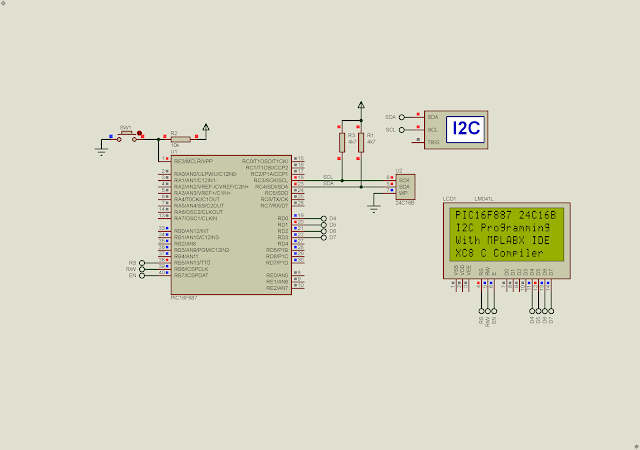 PIC16F887 I2C AT24C16B EEPROM LCD Using XC8