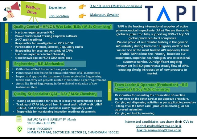 Tapi Walk In Interview On 8th March - Check Details