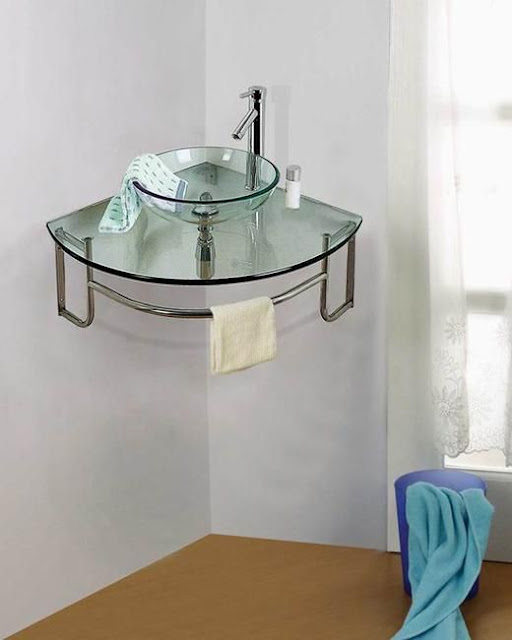 floating corner sink for bathroom glass top countertop